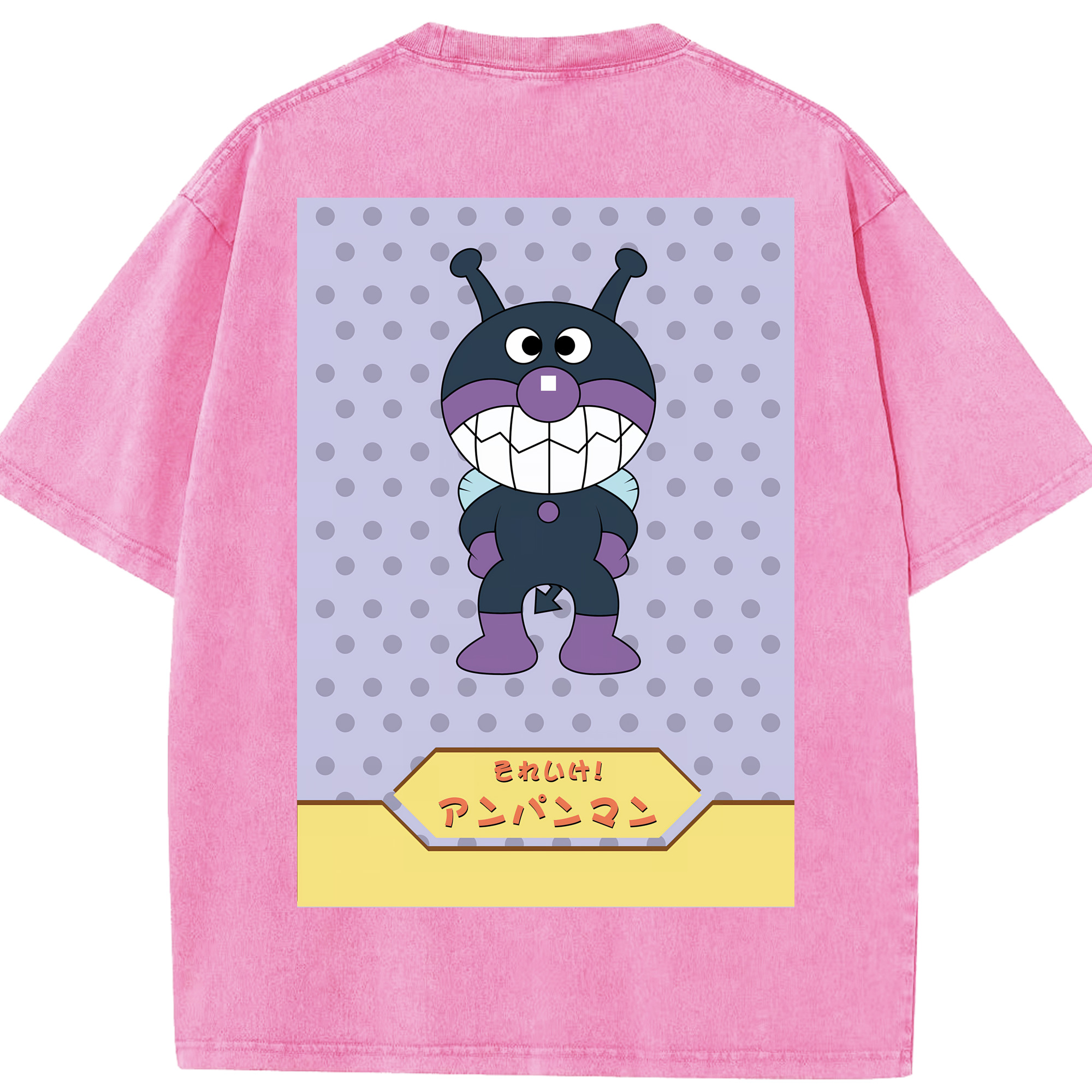 （画像用） アンパンマン Anpanman 綿100% ヴィンテージ風 半袖Tシャツ（背面プリント）